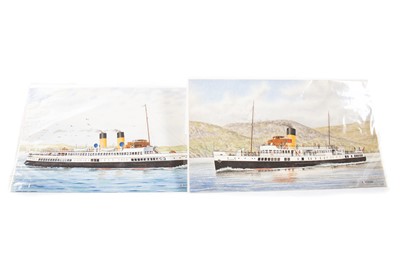 Lot 872 - JOHN NICHOLSON (BRITISH, 1920-2003), SIX WATERCOLOURS OF CLYDE STEAMERS