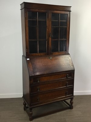 Lot 322 - OAK BUREAU BOOKCASE