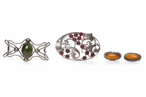 Lot 100 - TWO SCANDINAVIAN STYLE GEM SET BROOCHES one...