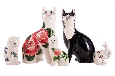 Lot 272 - GRISELDA HILL, COLLECTION OF SMALL WEYMSS POTTERY CATS AND RABBIT