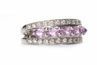 Lot 107 - EIGHTEEN CARAT WHITE GOLD PINK SAPPHIRE AND...