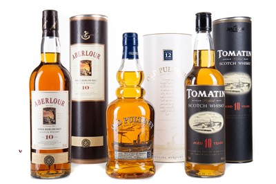 Lot 281 - OLD PULTENEY 12 YEAR OLD, ABERLOUR 10 YEAR OLD AND TOMATIN 10 YEAR OLD