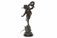 Lot 1363 - BRONZED SPELTER TABLE LAMP in the form of a...