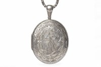 Lot 133 - VICTORIAN WHITE METAL LOCKET of oval form,...