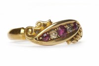 Lot 136 - VICTORIAN RUBY AND DIAMOND RING with three...