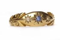 Lot 137 - VICTORIAN SAPPHIRE AND DIAMOND RING with a...