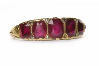 Lot 139 - RUBY AND DIAMOND FIVE STONE RING the boat...