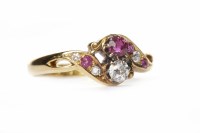Lot 149 - DIAMOND AND RUBY DRESS RING set with a...