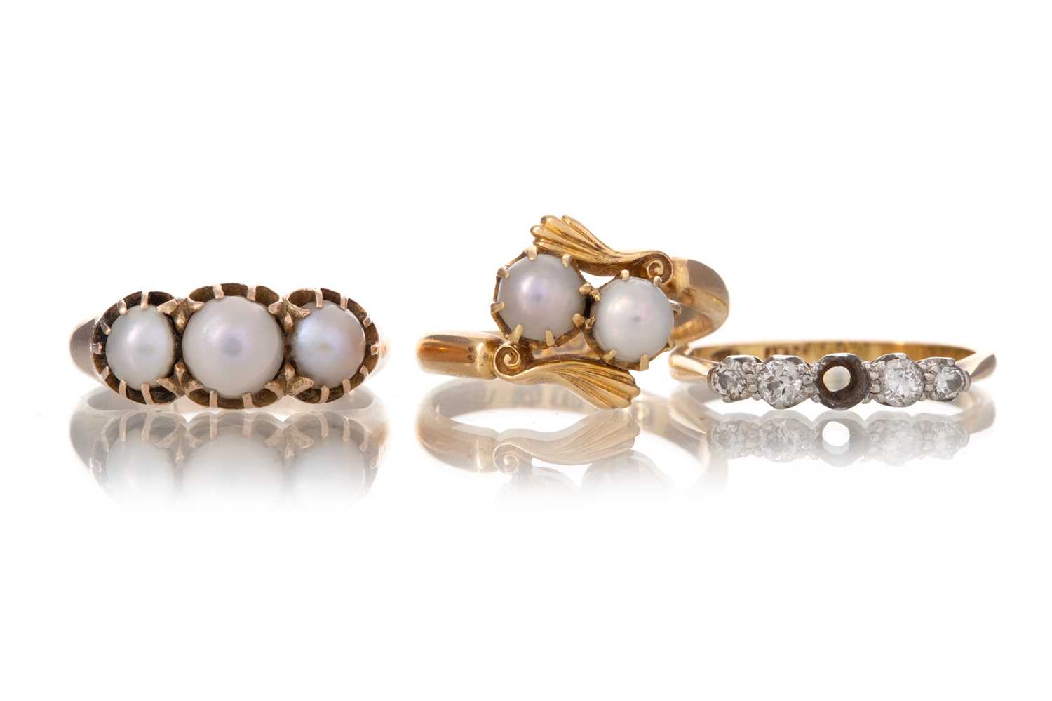 Lot 1197 - TWO FAUX PEARL RINGS