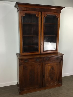 Lot 571 - LATE VICTORIAN CABINET BOOKCASE