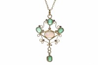 Lot 165 - EDWARDIAN OPAL AND EMERALD PENDANT ON CHAIN...