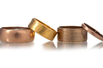 Lot 1201 - FOUR GOLD WEDDING BANDS