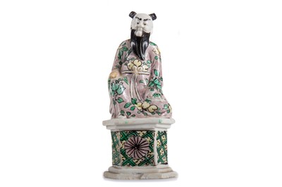 Lot 1055 - CHINESE FAMILLE VERTE FIGURE OF AN IMMORTAL