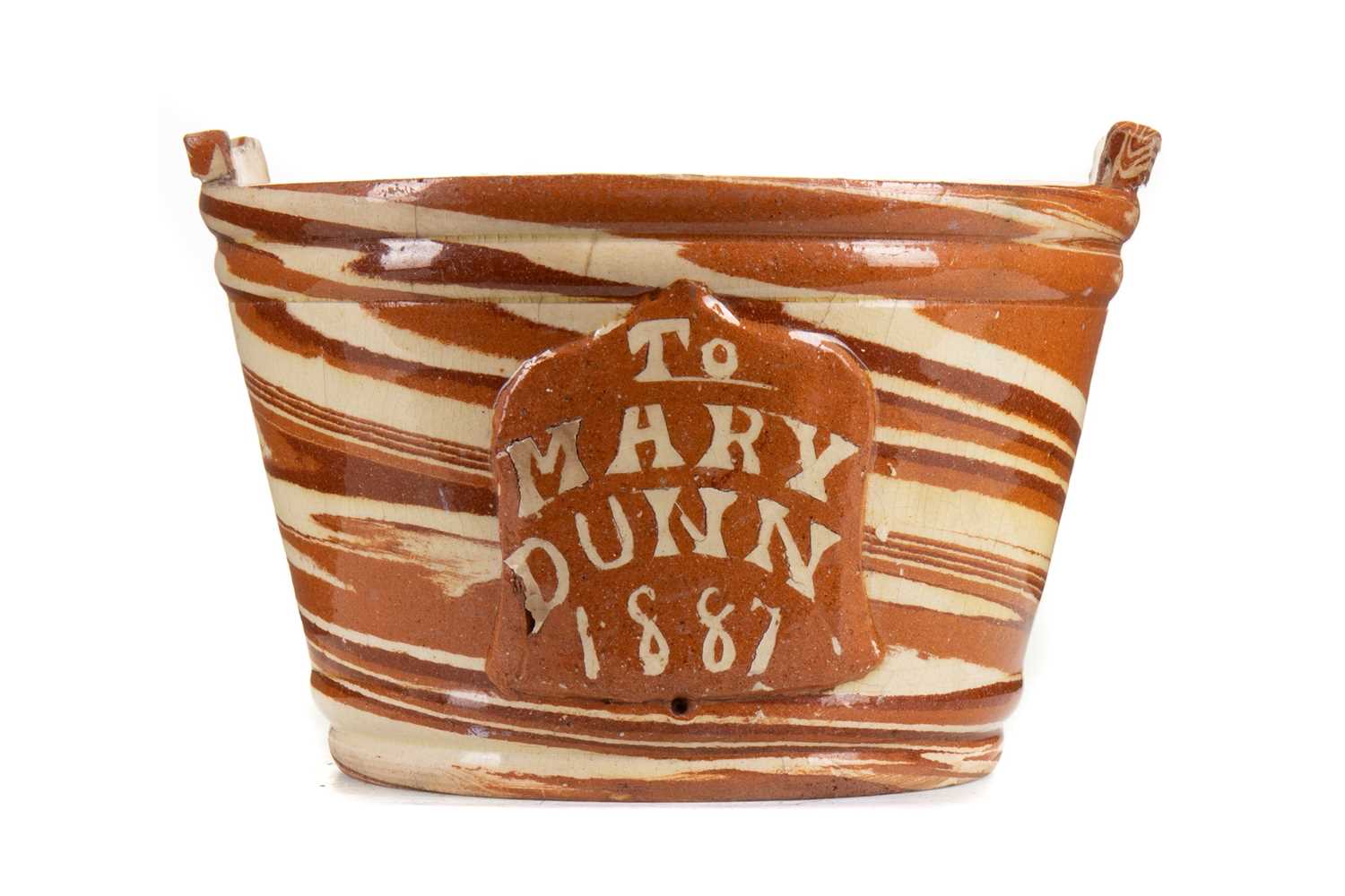 Lot 34 - SEATON POTTERY OF ABERDEEN, VICTORIAN AGATE WARE BUTTER BOWL