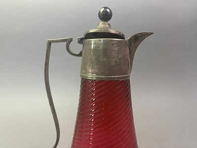 Lot 184 - CRANBERRY GLASS CLARET JUG