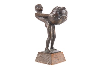 Lot 438 - ATTRIBUTED TO JAN KIP, BRONZE SCULPTURE OF A FIGURE WITH ROSE BUD