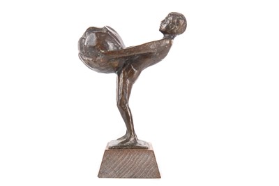 Lot 438 - ATTRIBUTED TO JAN KIP, BRONZE SCULPTURE OF A FIGURE WITH ROSE BUD