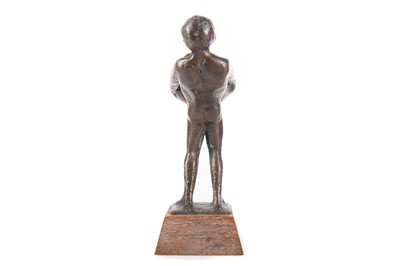 Lot 438 - ATTRIBUTED TO JAN KIP, BRONZE SCULPTURE OF A FIGURE WITH ROSE BUD