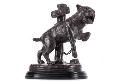 Lot 893 - AFTER PROSPER LeCOURTIER (FRENCH, 1851-1924), BRONZED RESIN MODEL 'BEWARE OF THE DOG'