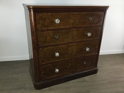 Lot 904 - VICTORIAN BURR WALNUT CHEST OF DRAWERS