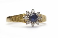 Lot 203 - 1970s SAPPHIRE AND DIAMOND CLUSTER RING the...