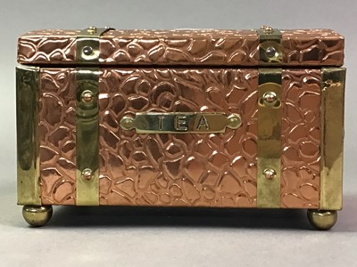 Lot 247 - BRASS BOUND COPPER TEA CADDY