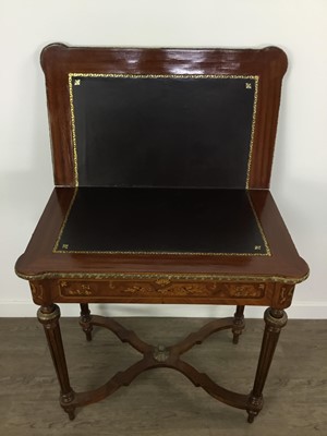 Lot 907 - FRENCH KINGWOOD AND MARQUETRY TURNOVER GAMES TABLE OF LOUIS XVI DESIGN