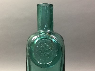 Lot 367 - FOUR GLASS AND TWO STONEWARE BOTTLES