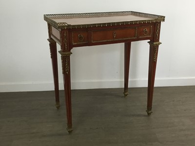 Lot 909A - FRENCH BRASS MOUNTED MAHOGANY AND KINGWOOD WRITING TABLE OF LOUIS XVI DESIGN
