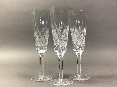 Lot 375 - SET OF SIX CRYSTAL CHAMPAGNE FLUTES