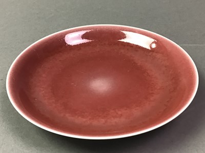 Lot 471 - CHINESE PEACH BLOOM GLAZED DISH