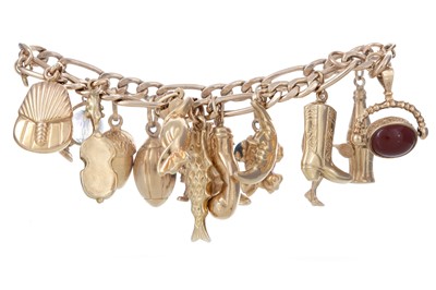 Lot 1247 - GOLD CHARM BRACELET