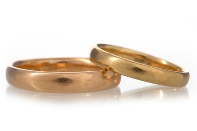 Lot 1273 - TWO EIGHTEEN CARAT GOLD WEDDING BANDS