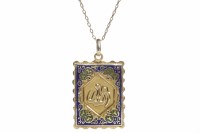 Lot 266 - HIGH CARAT GOLD PENDANT of rectangular form...