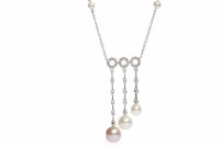 Lot 271 - EIGHTEEN CARAT WHITE GOLD PEARL AND DIAMOND...