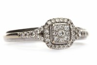 Lot 273 - EIGHTEEN CARAT WHITE GOLD DIAMOND CLUSTER RING...