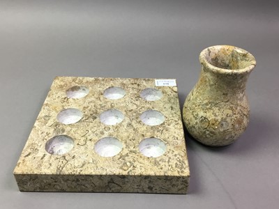 Lot 579 - COLLECTION OF OBJECTS CRAFTED FROM FOSSILISED STONE