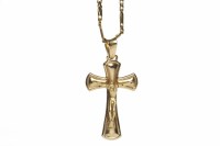 Lot 290 - EIGHTEEN CARAT GOLD CRUCIFIX PENDANT ON CHAIN...