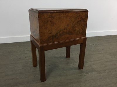 Lot 920 - BURR WALNUT CHEST ON STAND