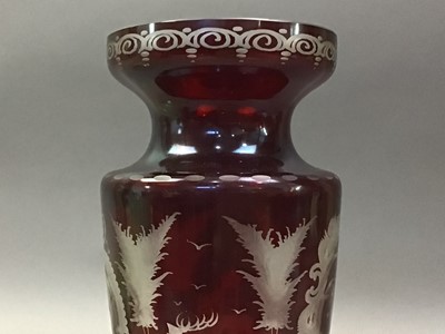 Lot 7 - BOHEMIAN STYLE CRANBERRY GLASS VASE