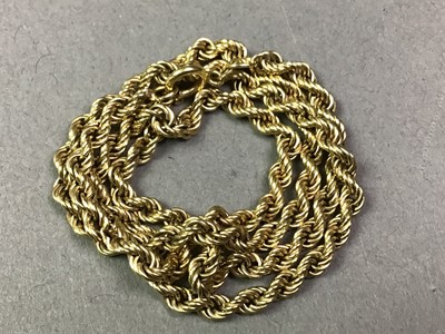 Lot 653 - NINE CARAT GOLD ROPELINK NECKCHAIN