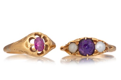 Lot 456 - VICTORIAN AMETHYST AND PEARL DRESS RING