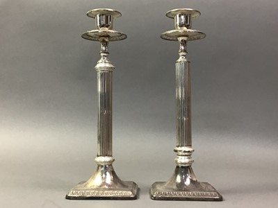 Lot 665 - PAIR OF SILVER PLATED CANDLESTICKS