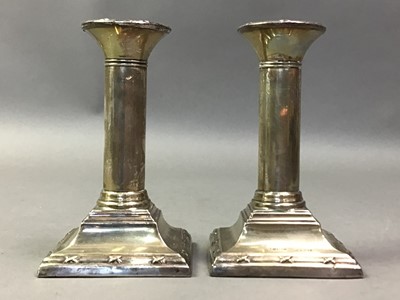 Lot 14 - PAIR OF GEORGE V SILVER CANDLESTICKS