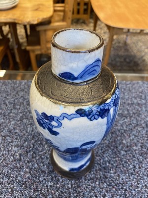 Lot 1062 - PAIR OF CHINESE BLUE AND WHITE CRACKLE GLAZE VASES