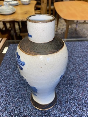 Lot 1062 - PAIR OF CHINESE BLUE AND WHITE CRACKLE GLAZE VASES