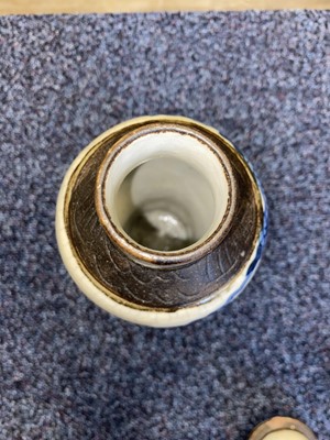 Lot 1062 - PAIR OF CHINESE BLUE AND WHITE CRACKLE GLAZE VASES