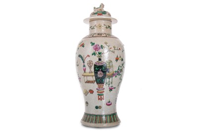 Lot 1064 - CHINESE FAMILLE VERTE CRACKLE GLAZE VASE