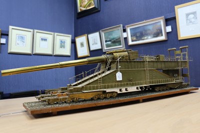 Lot 111 - SCHWERER (HEAVY) GUSTAV, SCRATCH BUILT SCALE MODEL OF A GERMAN RAILWAY GUN