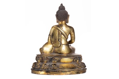 Lot 1075 - TIBETAN GILT BRONZE FIGURE OF AKSHOBHYA